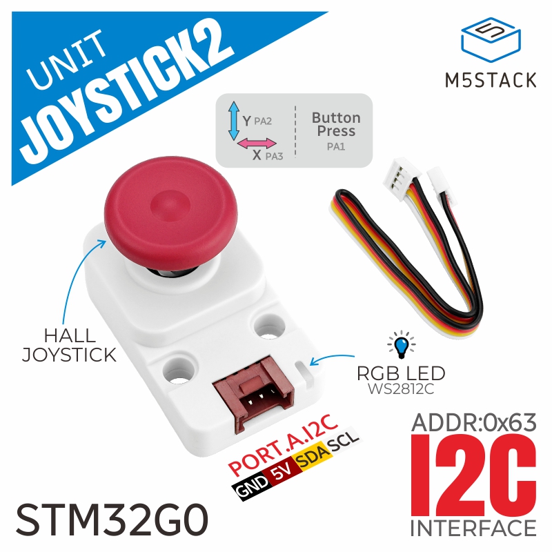 M5Stack - M5Stack Resmi I2c Joystick 2'li Ünite(STM32G030)